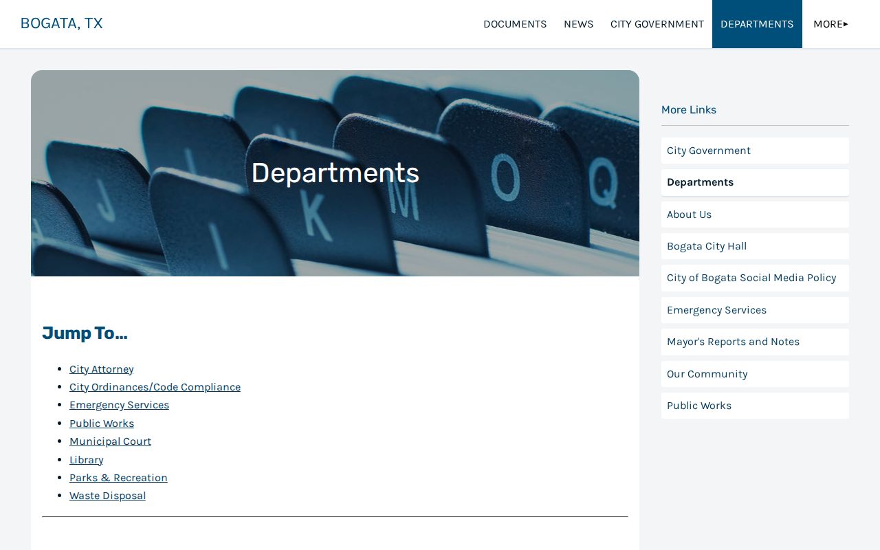 Bogata court records city departments page
